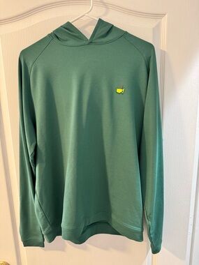 Masters Peter Millar Men's Green Hooded Performance Long-Sleeve Shirt